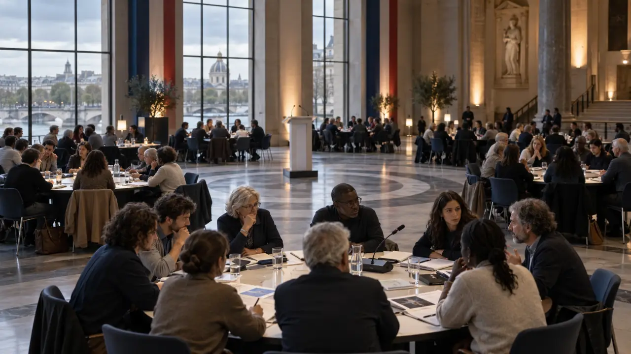 Citoyens réunis pour débattre au sein d'une convention citoyenne
