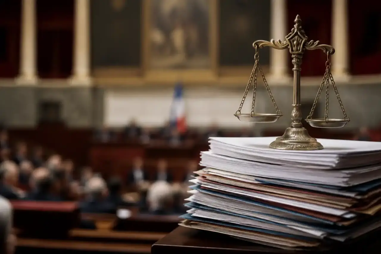 Analyse rigoureuse d'un texte de loi sur un bureau de travail