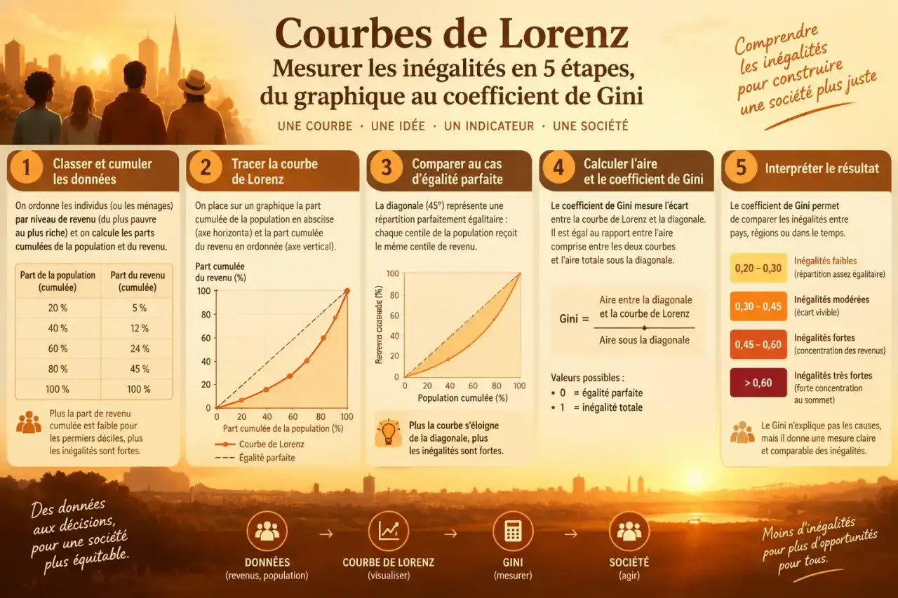 Courbes de Lorenz : mesurer les inégalités en 5 étapes, du graphique au coefficient de Gini